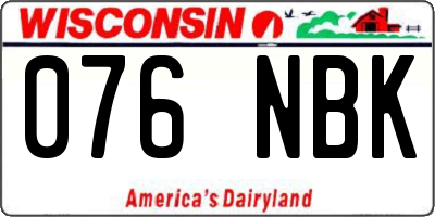 WI license plate 076NBK