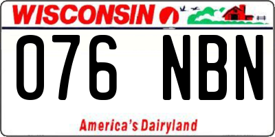 WI license plate 076NBN