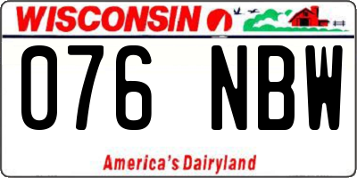 WI license plate 076NBW