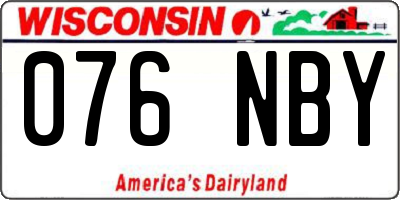 WI license plate 076NBY