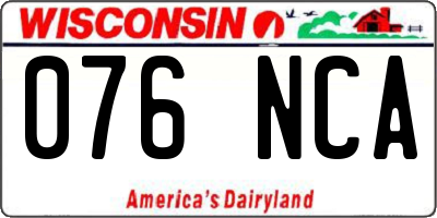 WI license plate 076NCA