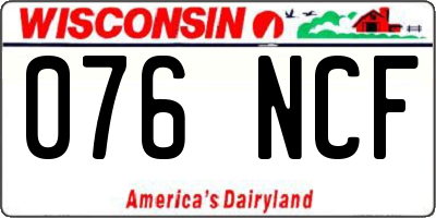 WI license plate 076NCF