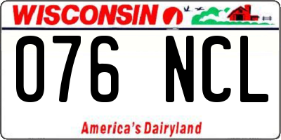 WI license plate 076NCL