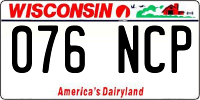 WI license plate 076NCP