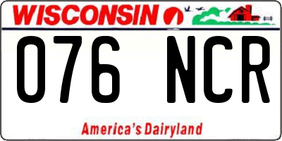 WI license plate 076NCR
