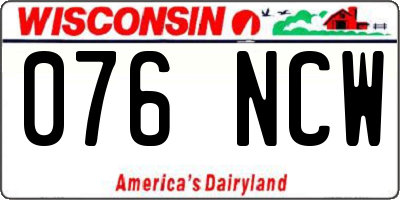 WI license plate 076NCW