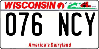 WI license plate 076NCY