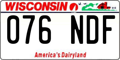 WI license plate 076NDF
