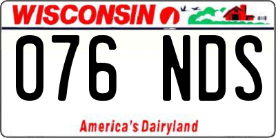WI license plate 076NDS