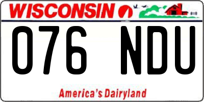 WI license plate 076NDU