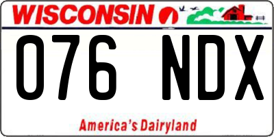 WI license plate 076NDX