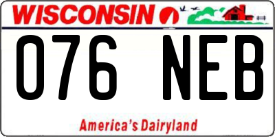 WI license plate 076NEB