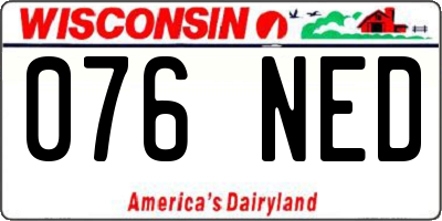 WI license plate 076NED