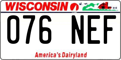WI license plate 076NEF