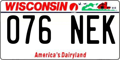WI license plate 076NEK