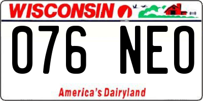 WI license plate 076NEO
