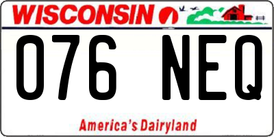 WI license plate 076NEQ