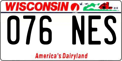 WI license plate 076NES