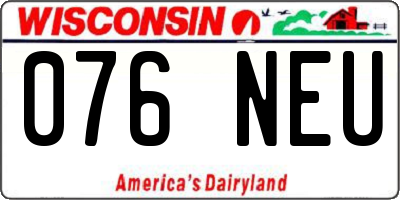 WI license plate 076NEU