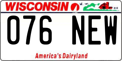 WI license plate 076NEW