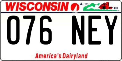 WI license plate 076NEY