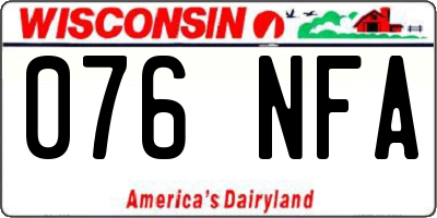 WI license plate 076NFA