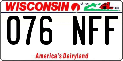 WI license plate 076NFF