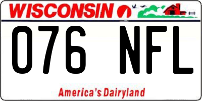 WI license plate 076NFL