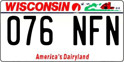 WI license plate 076NFN