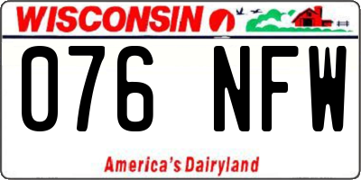WI license plate 076NFW