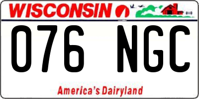WI license plate 076NGC
