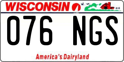 WI license plate 076NGS