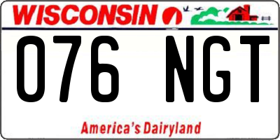 WI license plate 076NGT