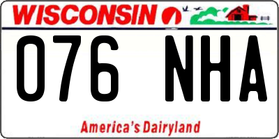 WI license plate 076NHA