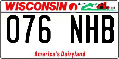 WI license plate 076NHB