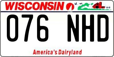 WI license plate 076NHD