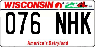 WI license plate 076NHK