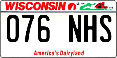 WI license plate 076NHS