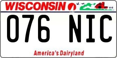 WI license plate 076NIC