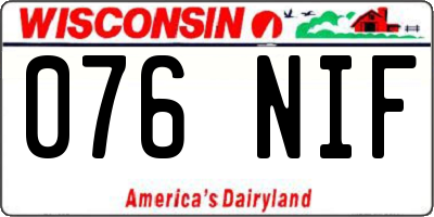 WI license plate 076NIF