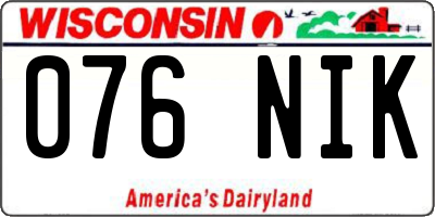 WI license plate 076NIK