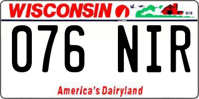 WI license plate 076NIR