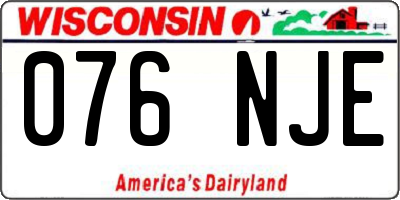 WI license plate 076NJE