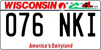 WI license plate 076NKI