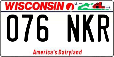 WI license plate 076NKR