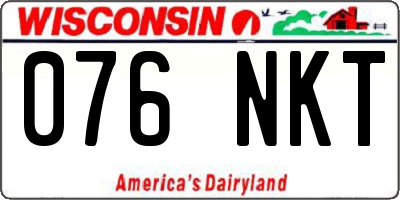 WI license plate 076NKT