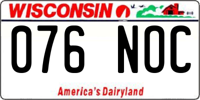 WI license plate 076NOC