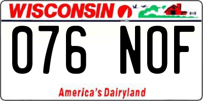 WI license plate 076NOF