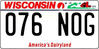 WI license plate 076NOG