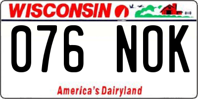 WI license plate 076NOK